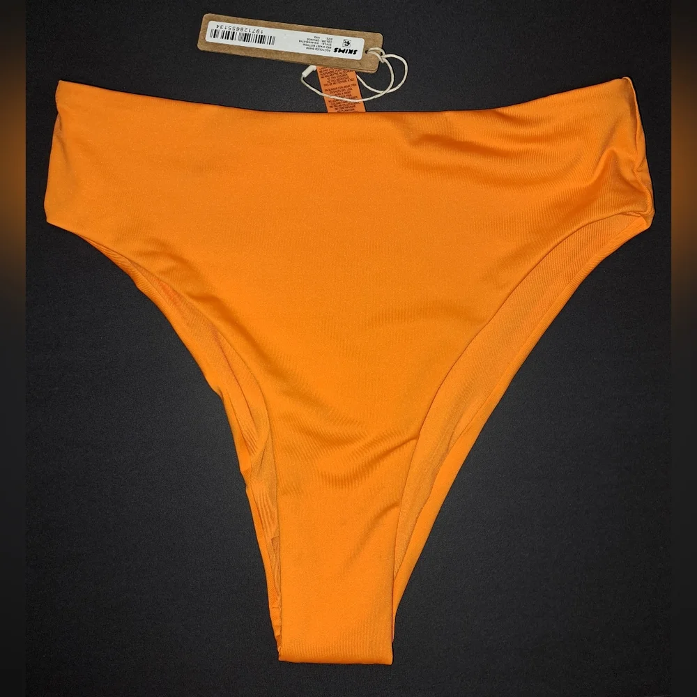 🧡NWT SKIMS Swim Mid Waist Bottoms Full Coverage Bikini Swimsuit ORANGE XXS